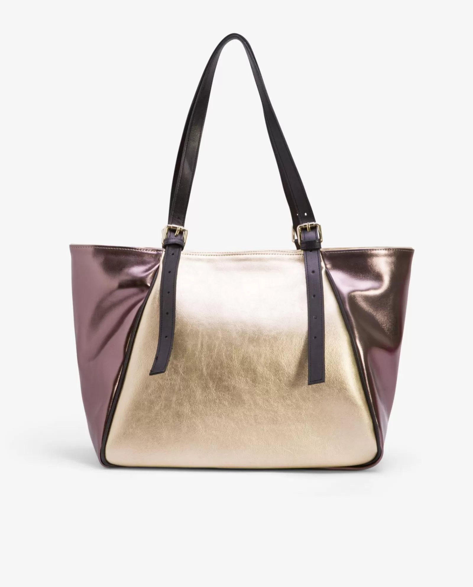 Bolso Grande Tricolor Napa Metalizado Oro^Cuplé Cheap