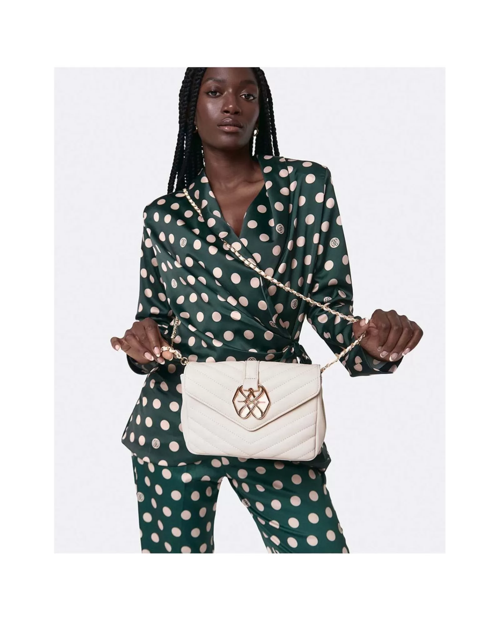 Bolso Satchel Con Cadena Piek Tecnopiel Blanco^Cuplé Flash Sale