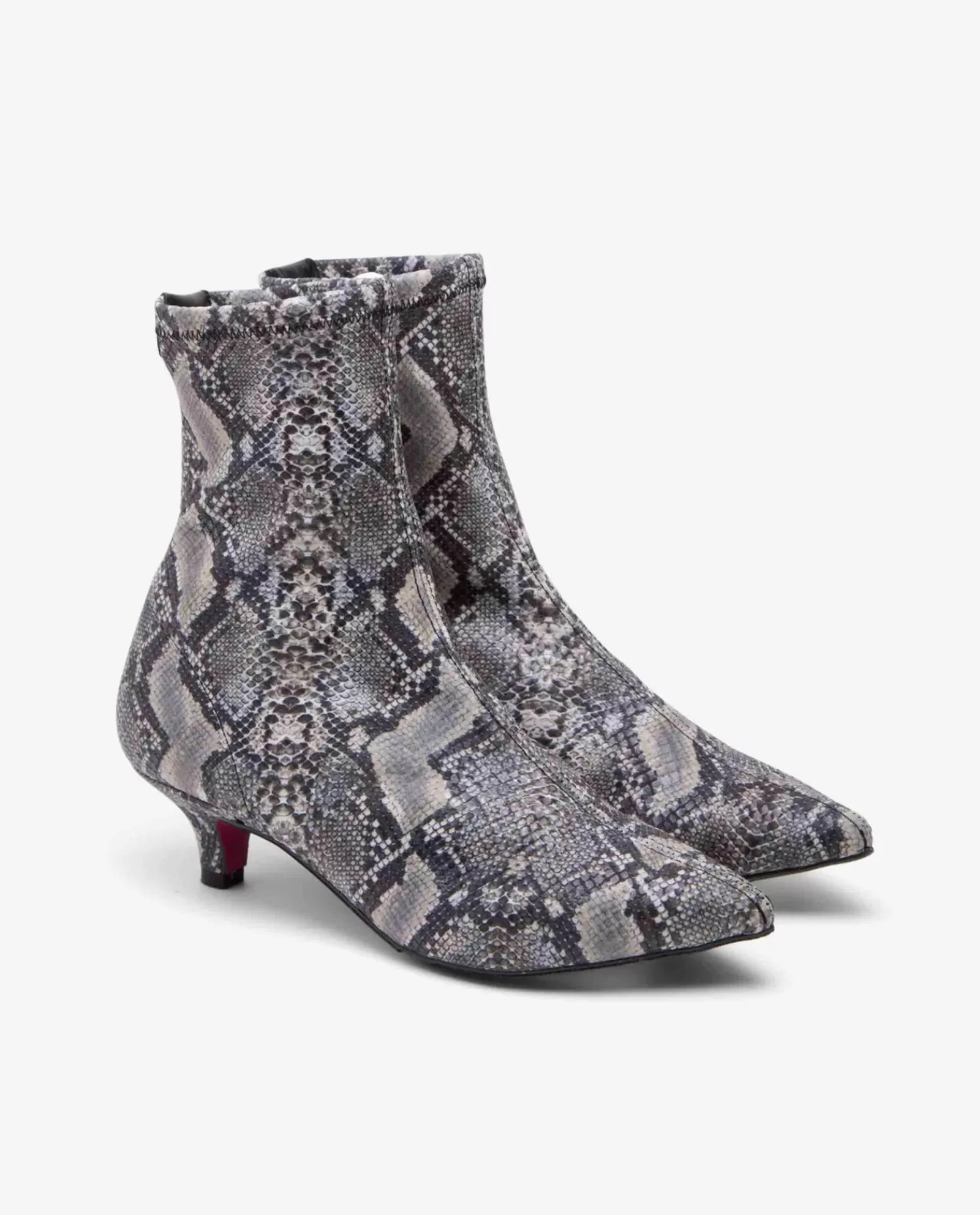 Botin Licra Tacón Bajo Serpiente Gris^Cuplé Flash Sale