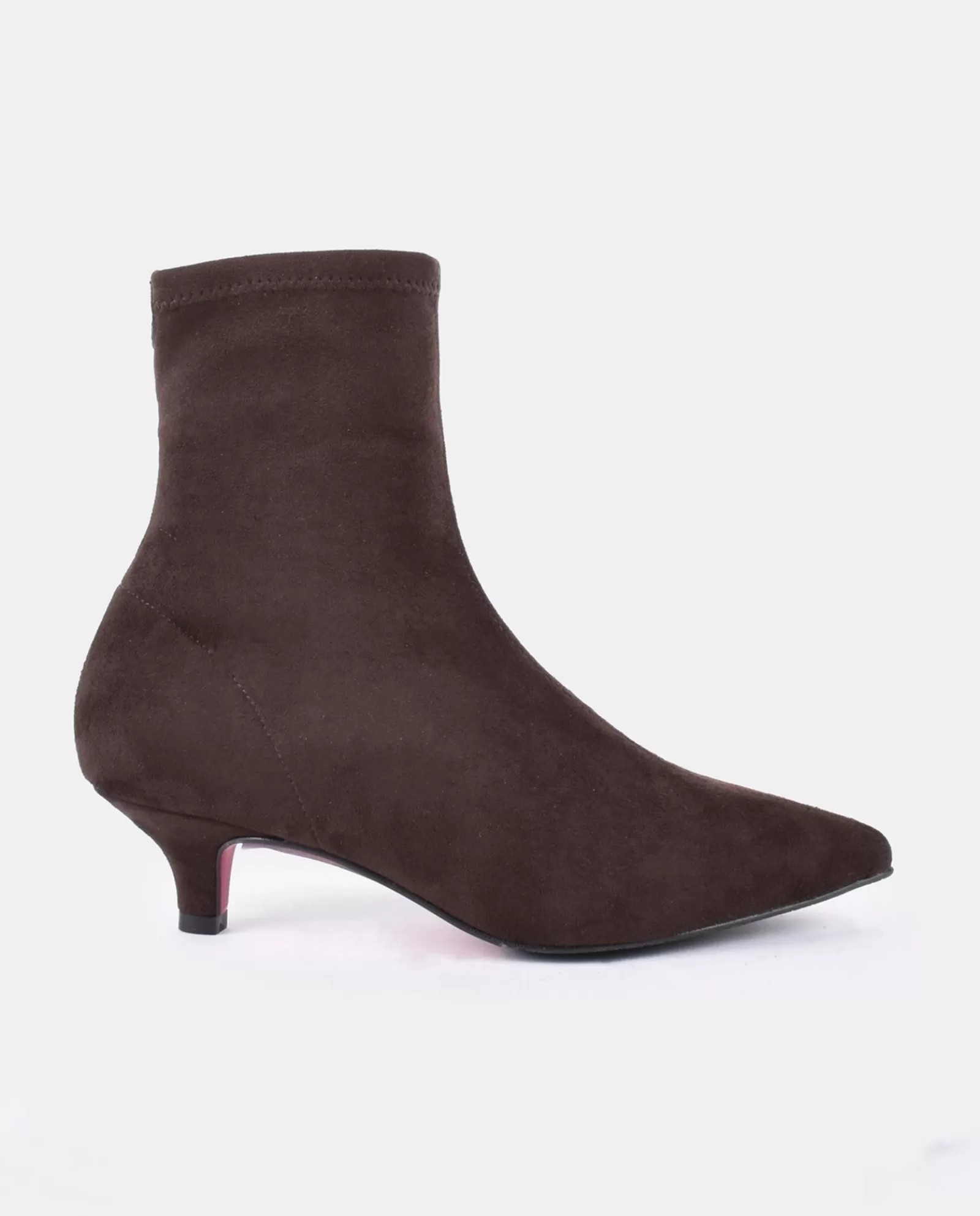 Botin Licra Tacón Bajo Ultrasuede Strech Marron^Cuplé Discount