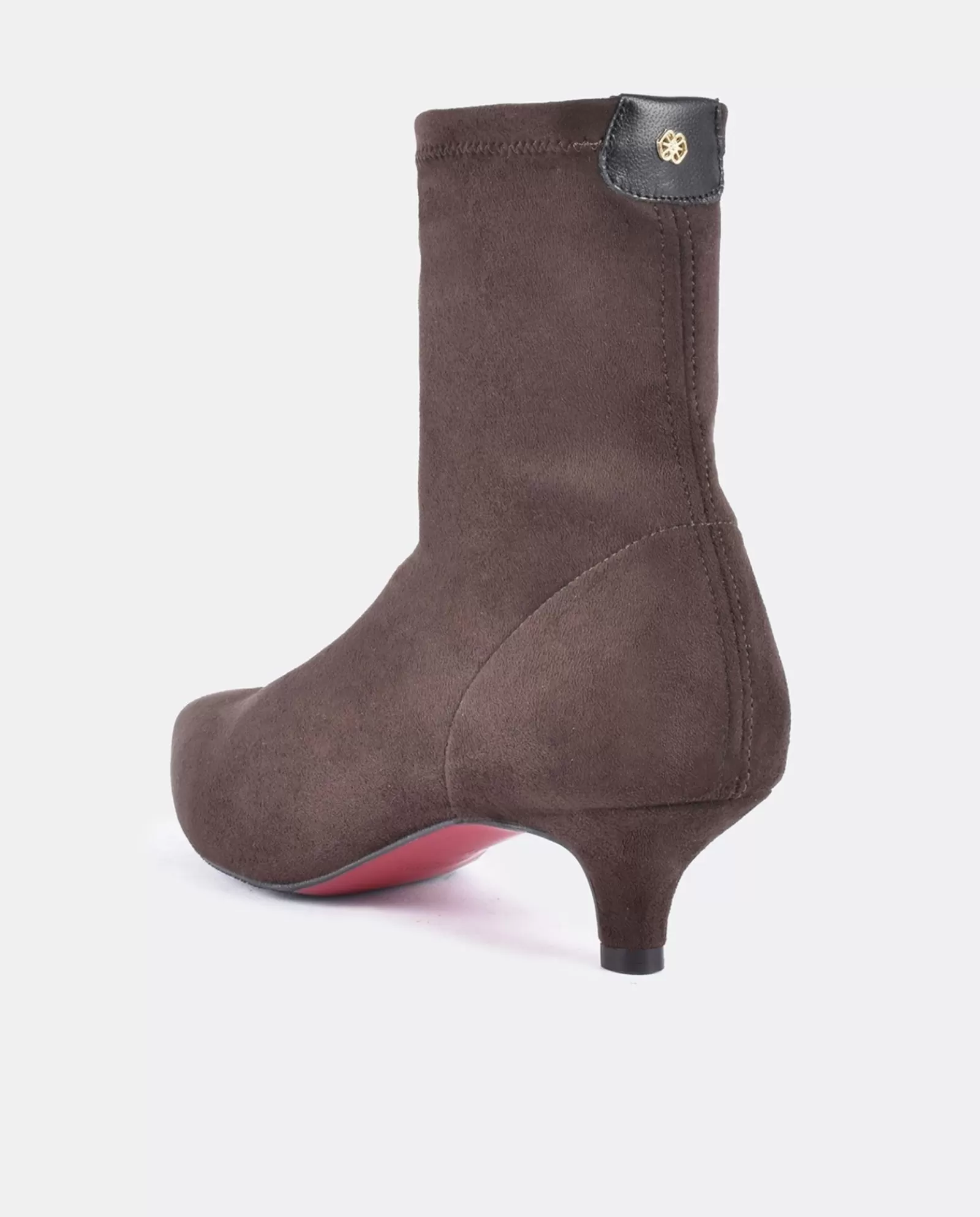 Botin Licra Tacón Bajo Ultrasuede Strech Marron^Cuplé Discount