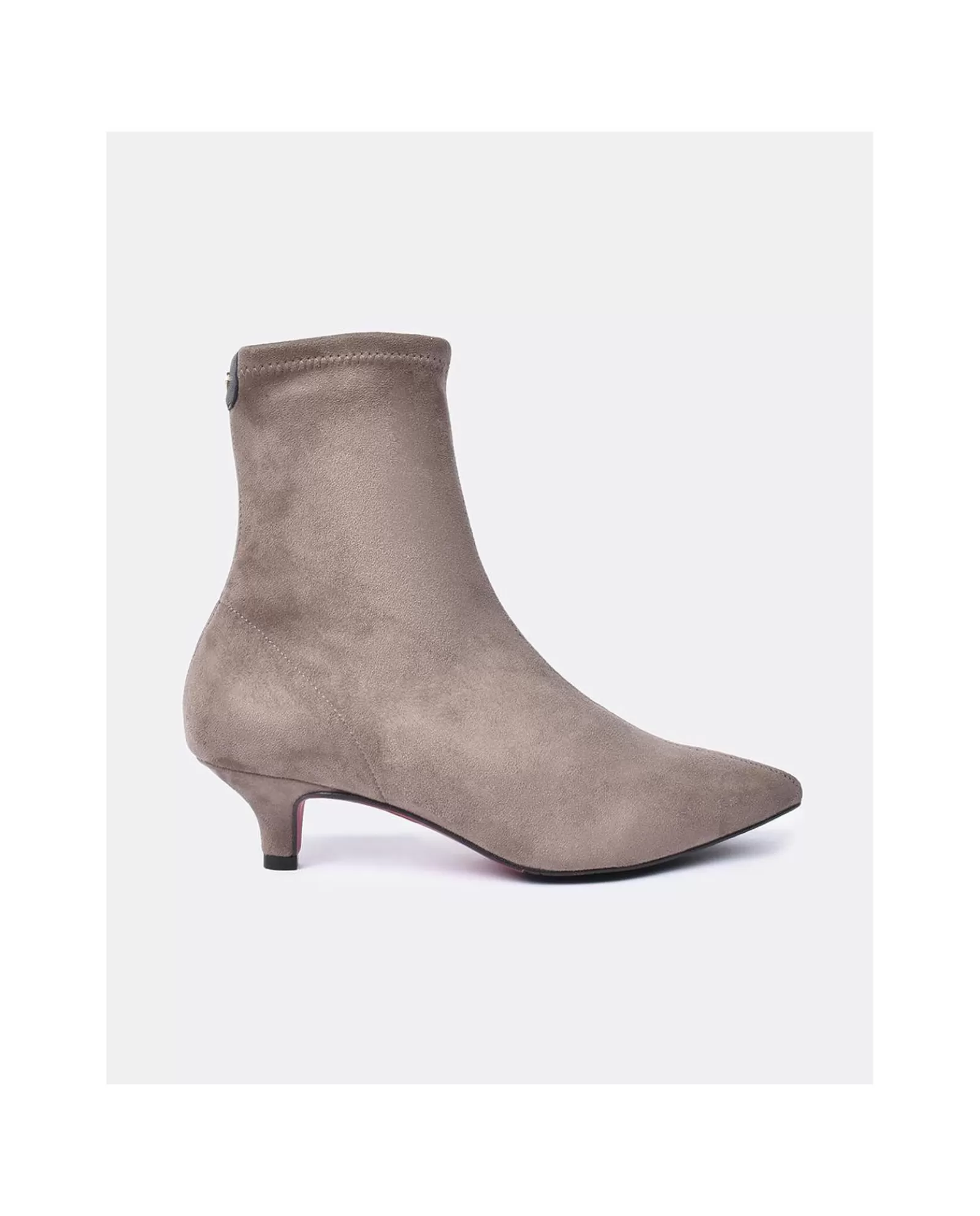 Botin Licra Tacón Bajo Ultrasuede Strech Taupe^Cuplé Discount