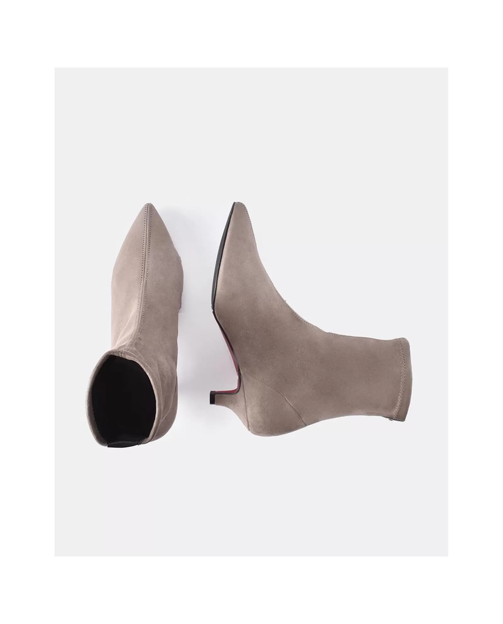 Botin Licra Tacón Bajo Ultrasuede Strech Taupe^Cuplé Discount