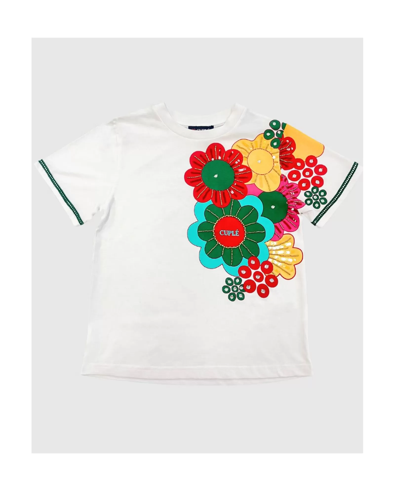 Camiseta Flor Multicolor Algodon Blanco^Cuplé Flash Sale