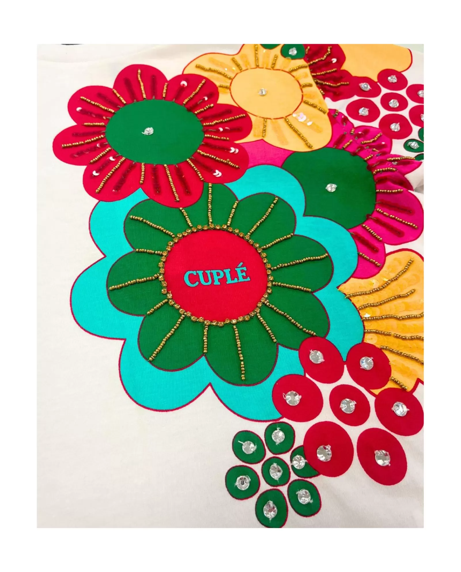 Camiseta Flor Multicolor Algodon Blanco^Cuplé Flash Sale