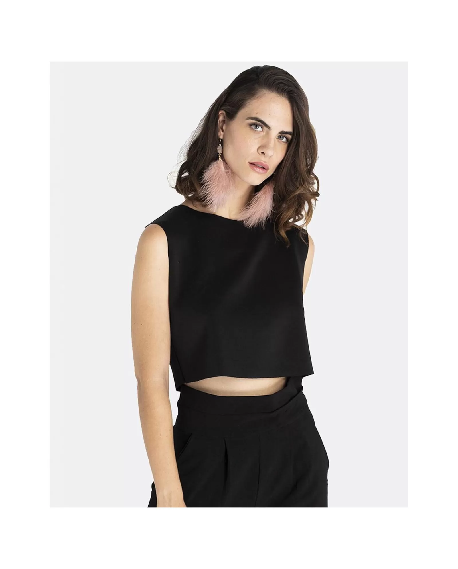 Cropt Top Neopreno Negro^Cuplé Fashion