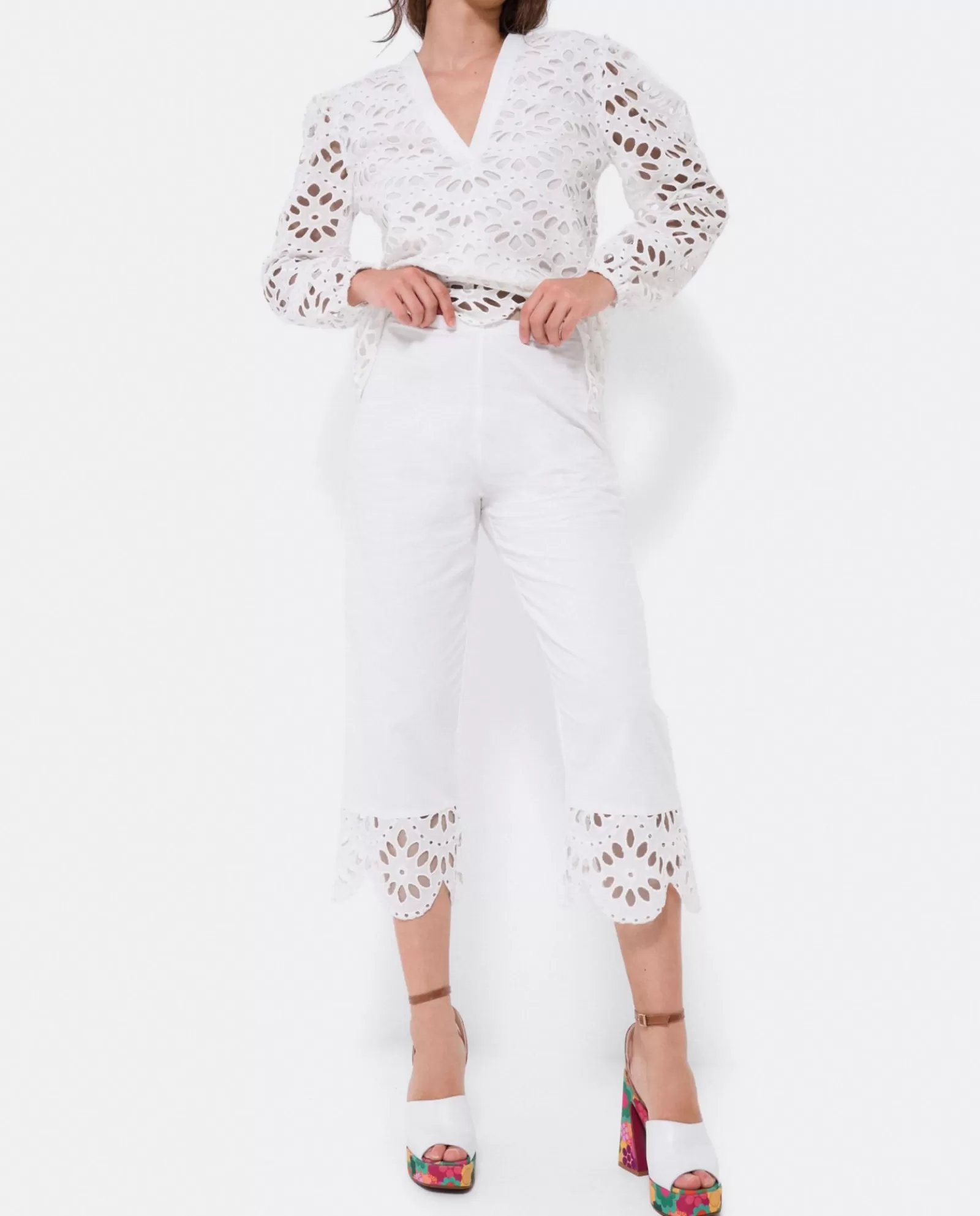 Pantalon Bajo Guipur Algodon Blanco^Cuplé Shop