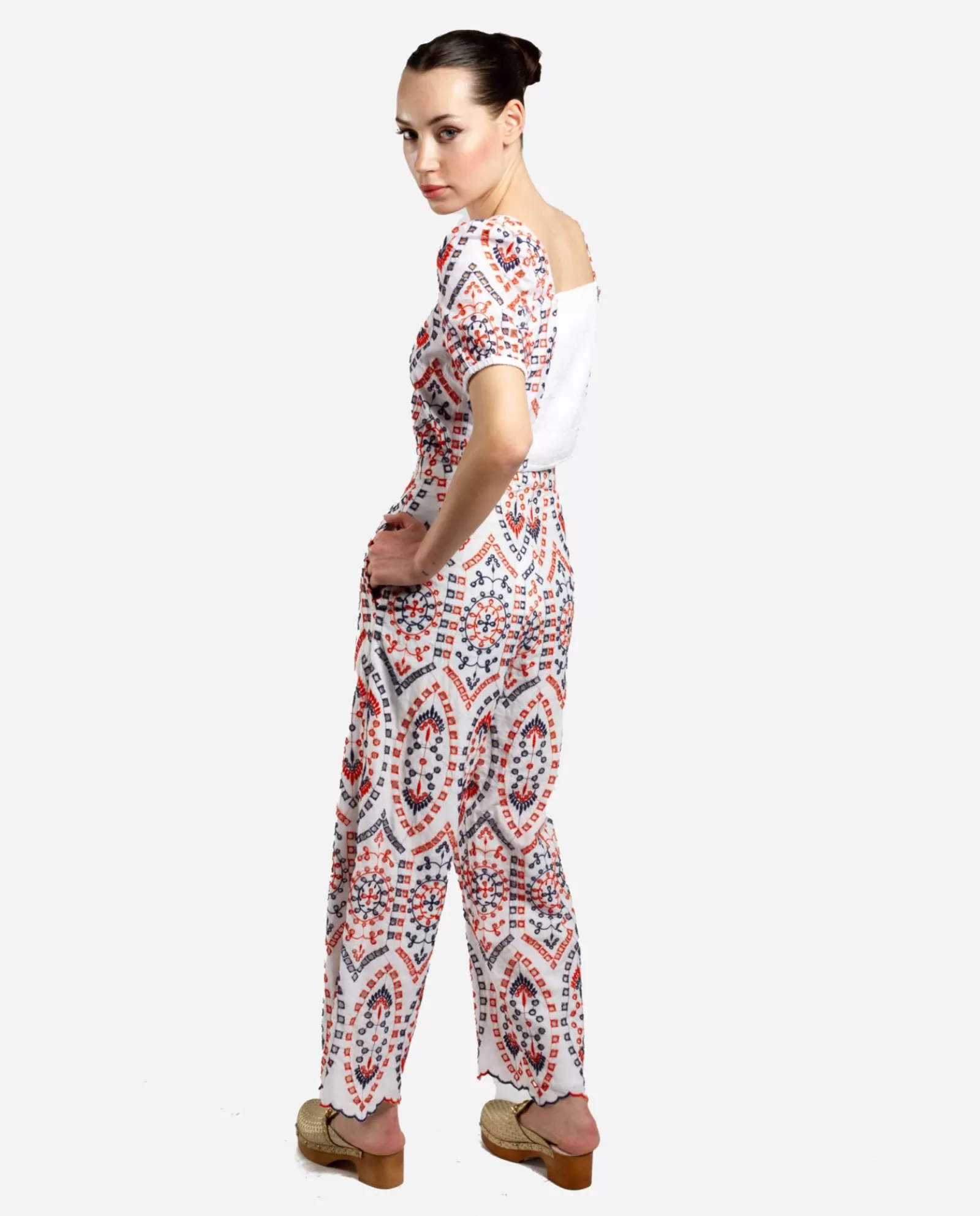 Pantalon Bordado Algodon Multicolor^Cuplé Online