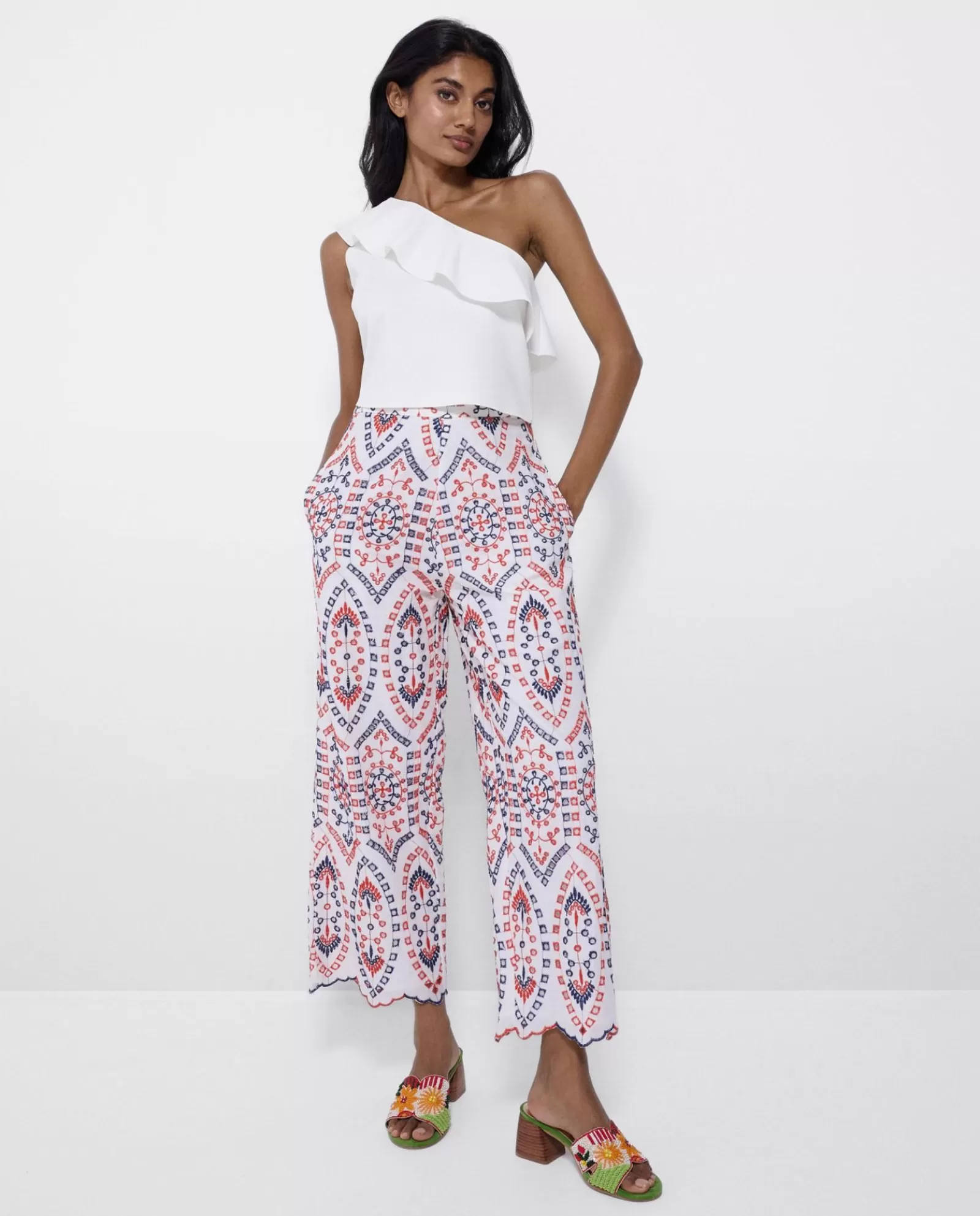 Pantalon Bordado Algodon Multicolor^Cuplé Online