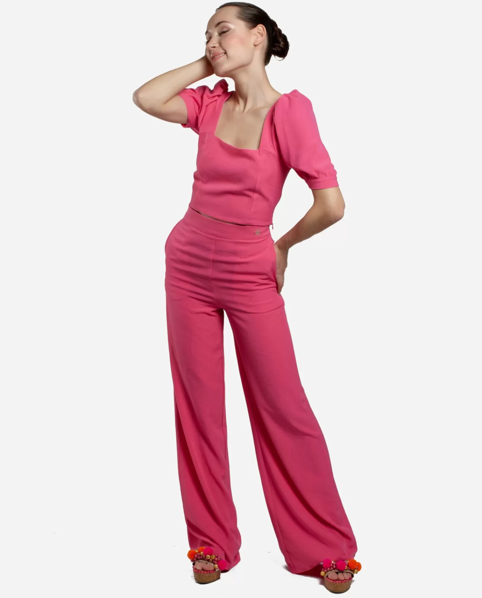 Pantalon Campana Crep Fucsia^Cuplé Fashion