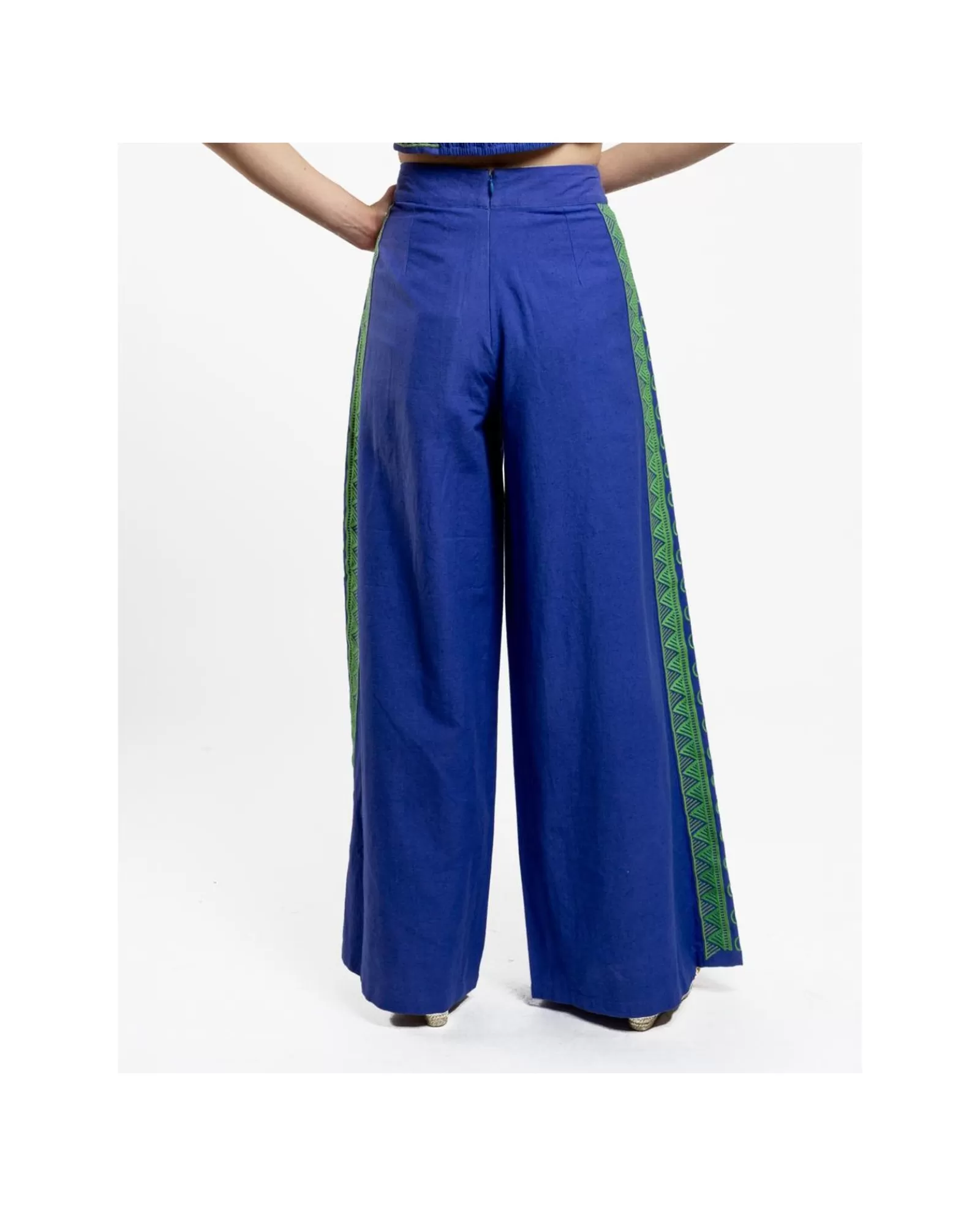 Pantalon Palazzo Algodon Azul^Cuplé Discount