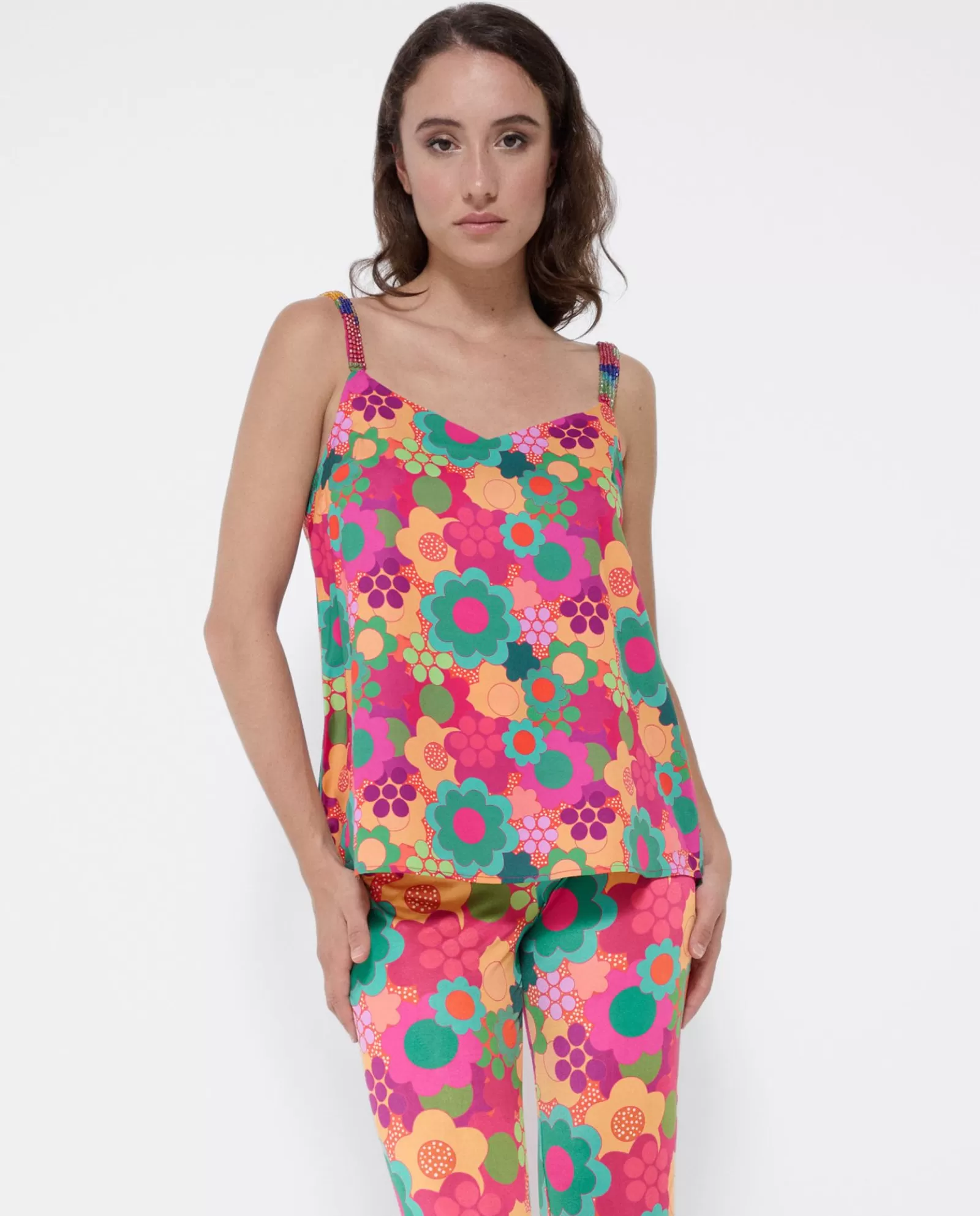 Top Tirantes Saten Estampado Flores^Cuplé Shop