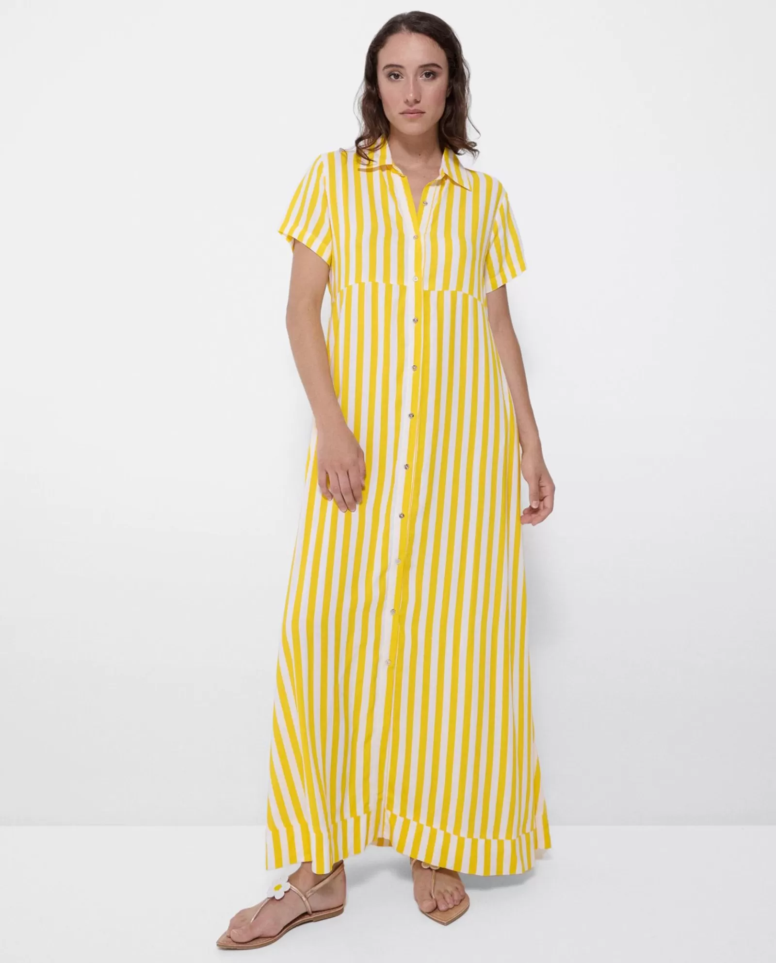 Vestido Camisero Largo Viscosa Amarillo^Cuplé Flash Sale