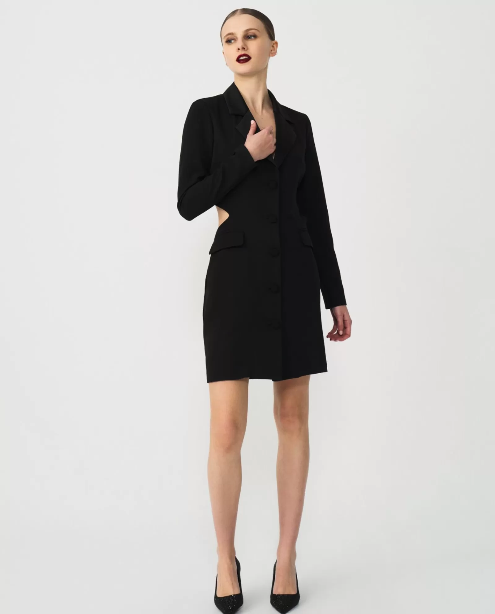 Vestido Corto Cut Out Crep Negro^Cuplé Cheap