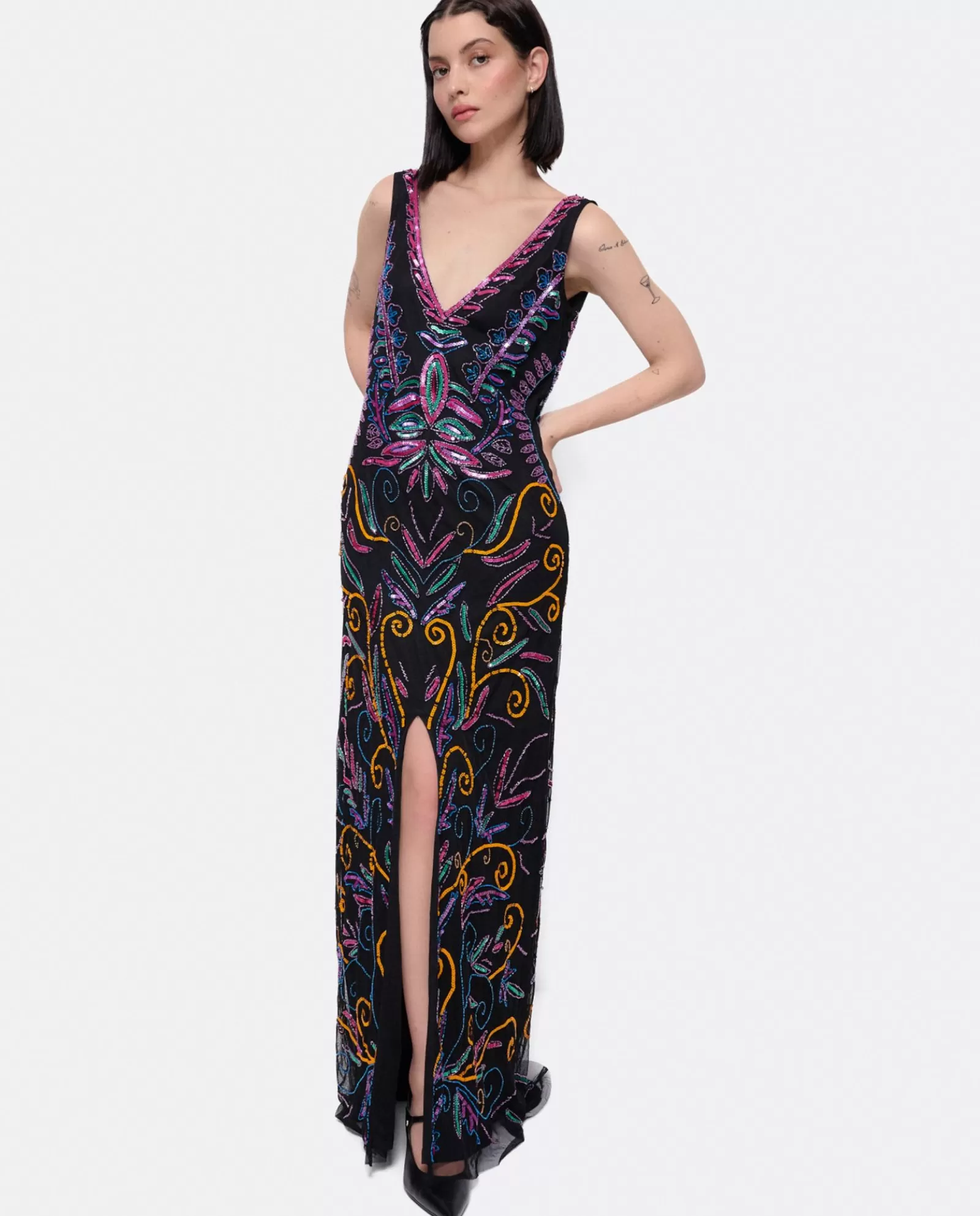 Vestido Etnico Textil Cuentas Multicolor^Cuplé Sale