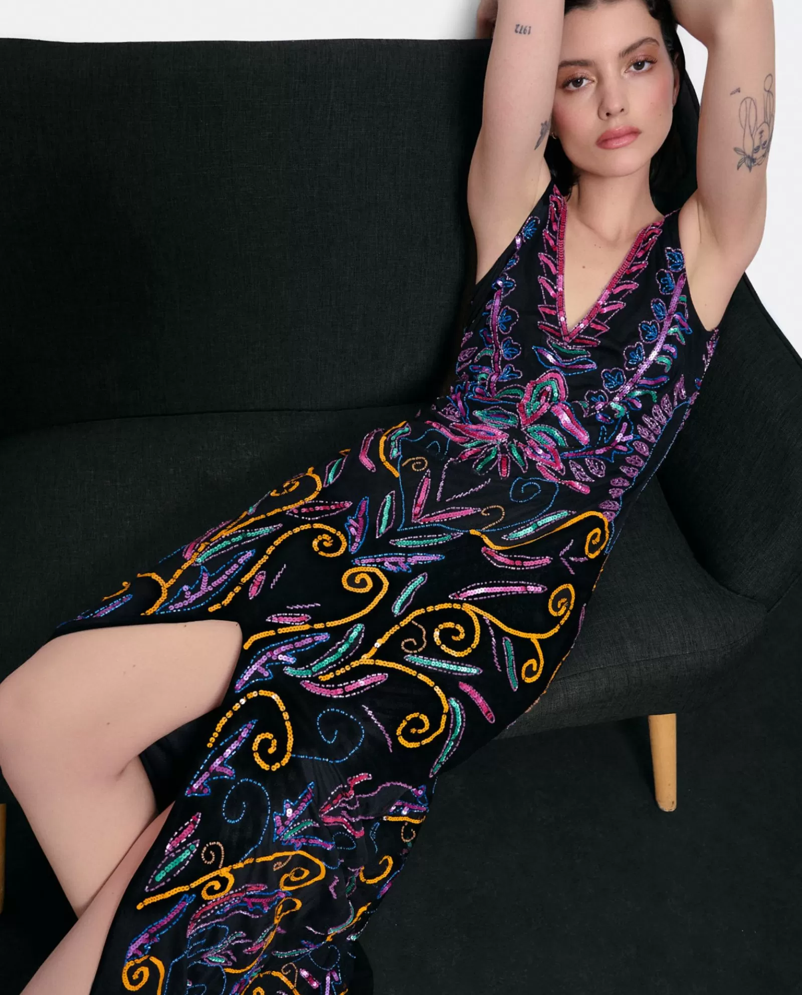 Vestido Etnico Textil Cuentas Multicolor^Cuplé Sale