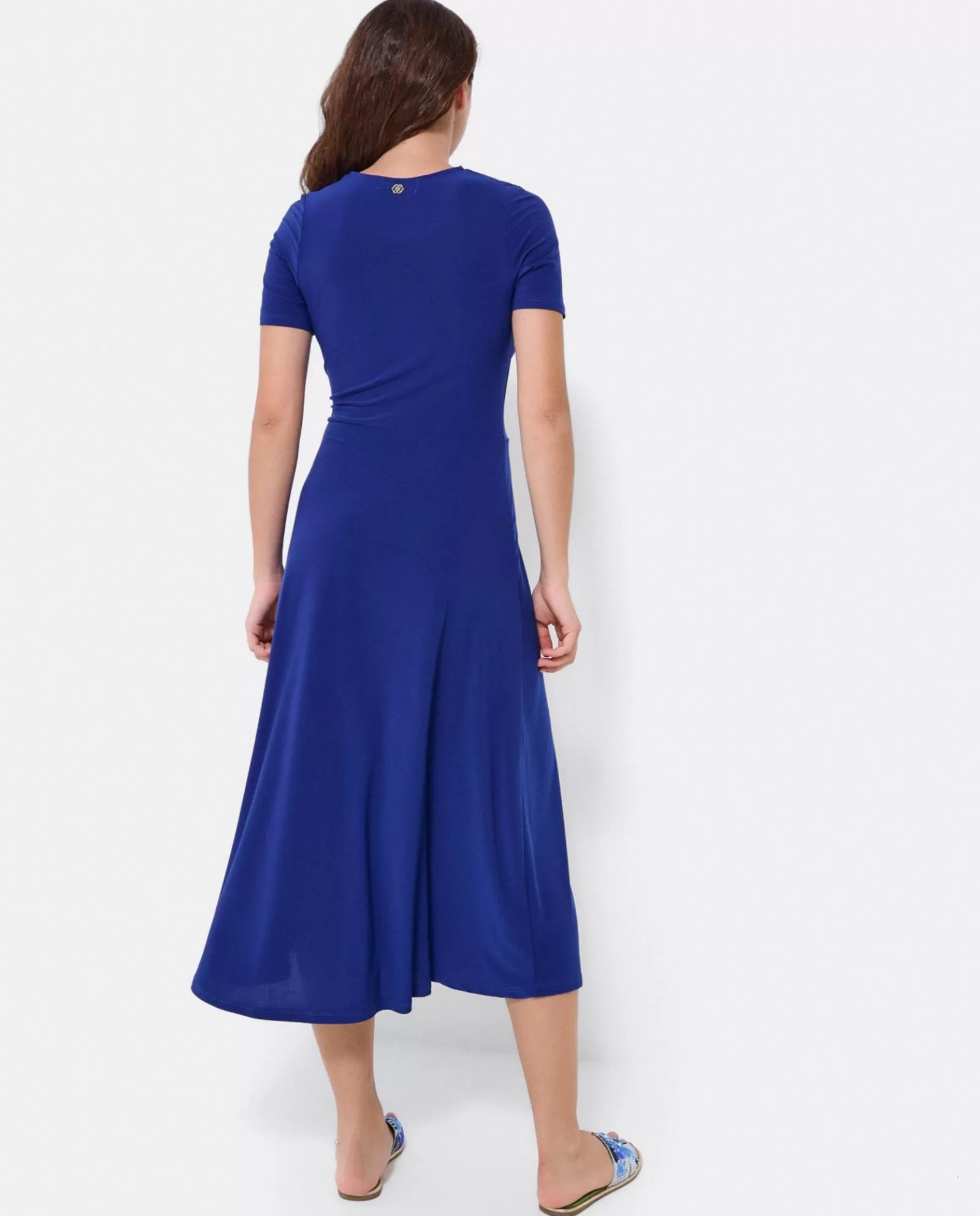 Vestido Manga Corta Nudo Delantero Punto Marino^Cuplé New