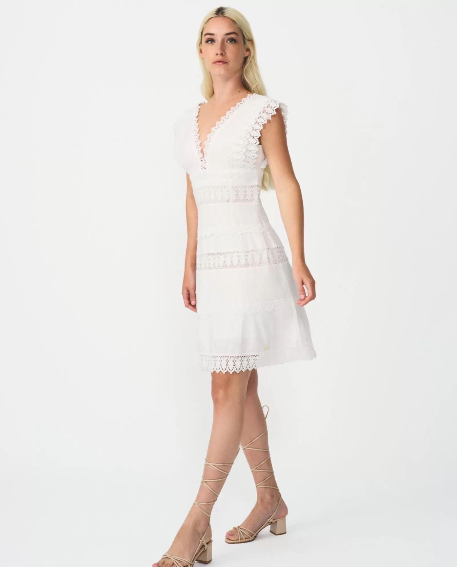 Vestido Mini Encaje Popelin Blanco^Cuplé Discount