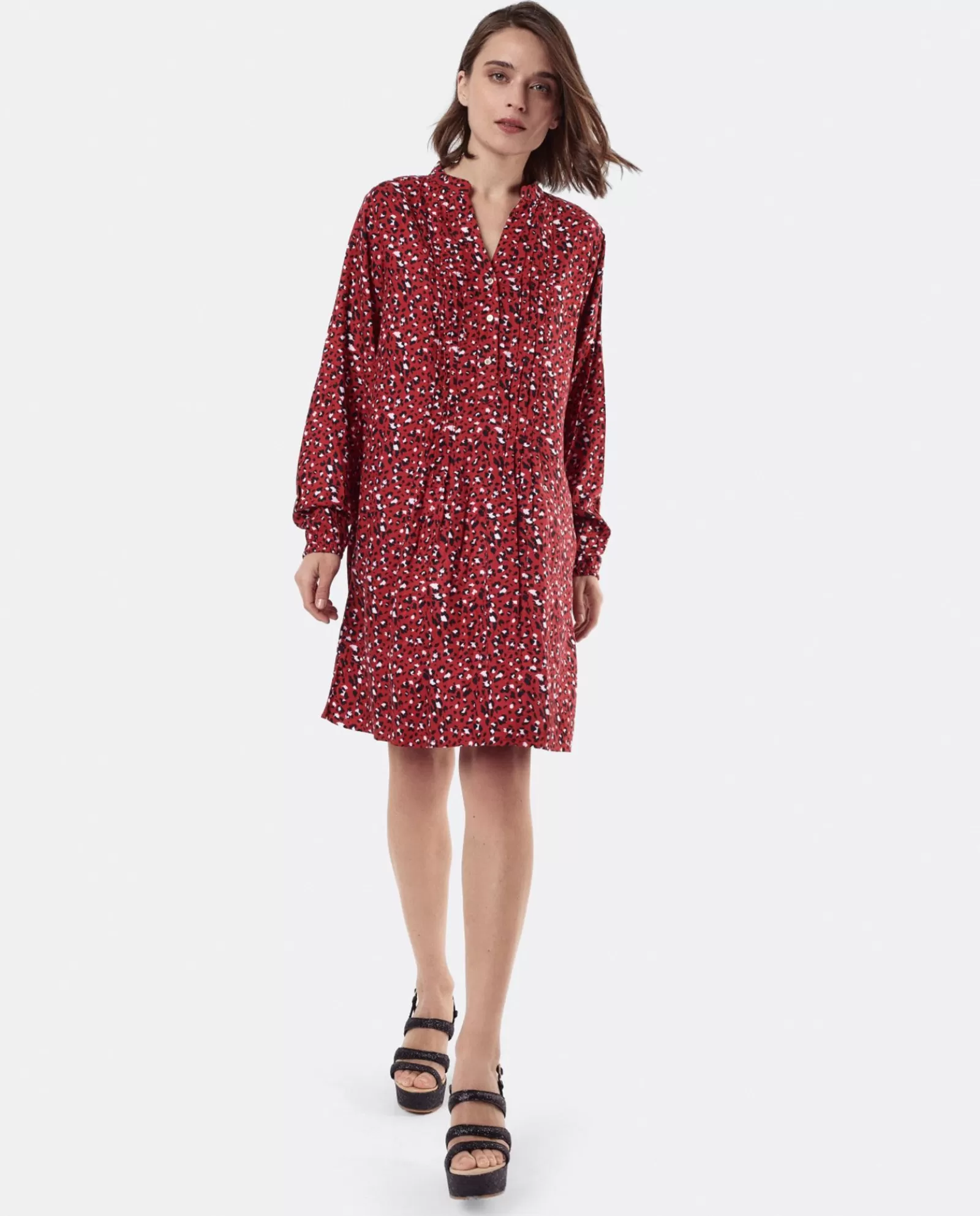 Vestido Textil Leopardo Rojo^Cuplé Online