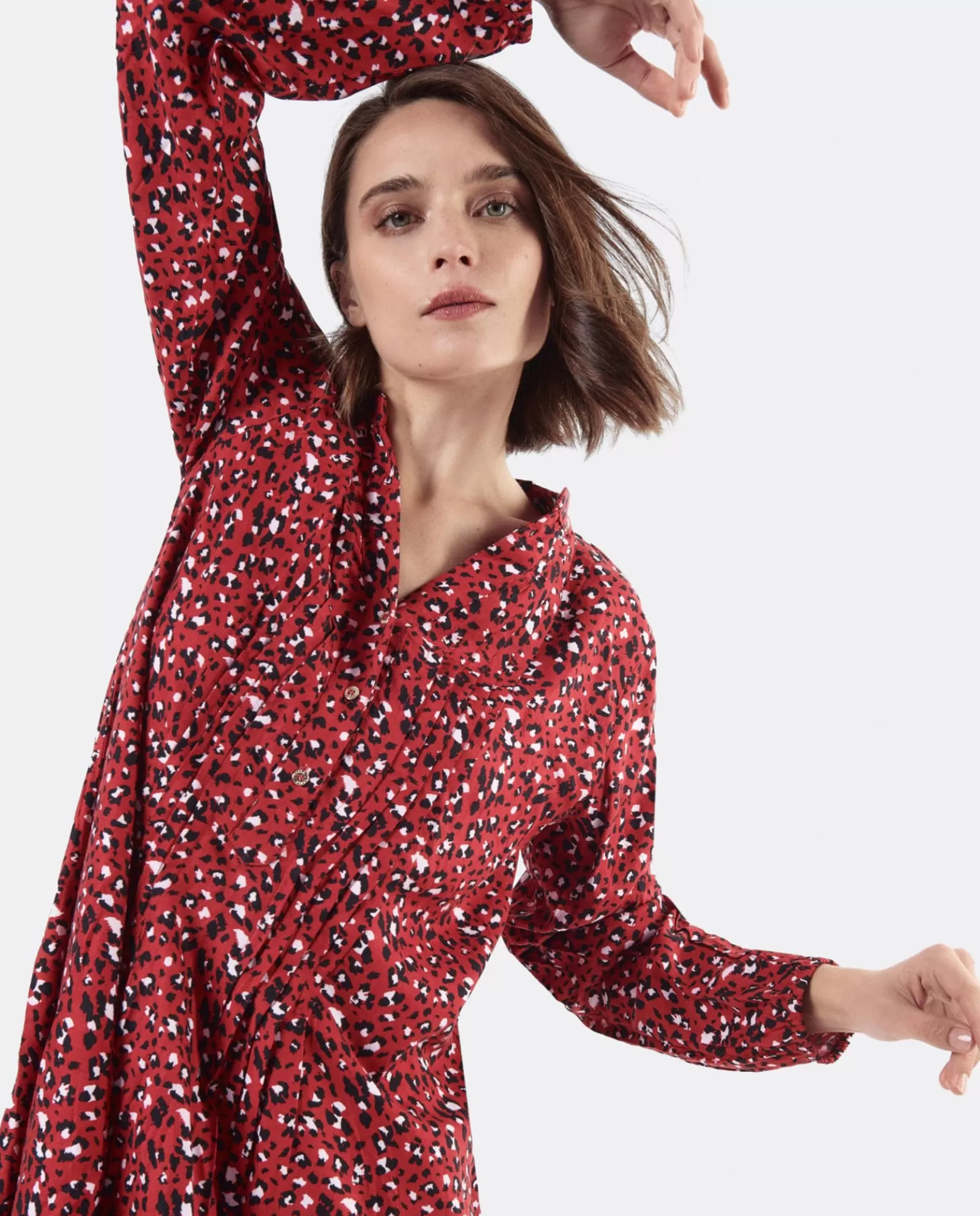 Vestido Textil Leopardo Rojo^Cuplé Online